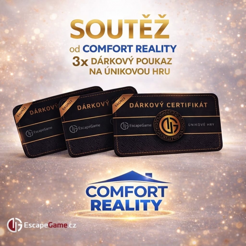 SOUTĚŽ O 3 DÁRKOVÉ POUKAZY NA ÚNIKOVOU HRU - pravidla soutěže